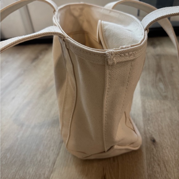 L.L. Bean Boat and Tote Bag Beige Canvas Small Zip Top with Long Handles - Picture 6 of 6